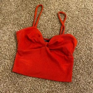 Size medium forever 21 cropped orange tank that crosses in front
